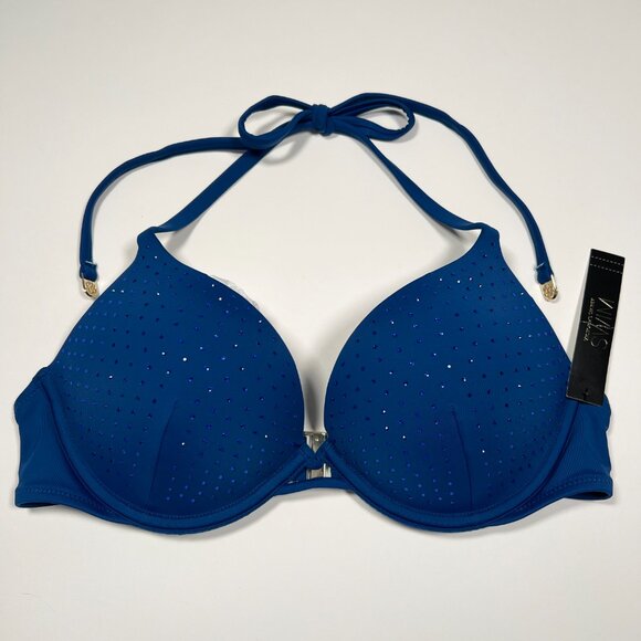 Victoria Secret 38C Bombshell Push Up Bikini Top Shine Add 2 Cups Sapphire Blue - Picture 3 of 10